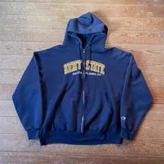 00's Champion KENT STATE sweat zip up hoodie.  古着　チャンピオン　ジップパーカー　スウェット　ネイビー　紺　XL