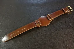 ◆台座付VINTAGE BELT◆高品質国産アニリン染めオイルコードバン カスタムオーダー(ラグ幅/台座サイズ/バックルカラー)コーヒーブラウン 受注生産(納期10日前後) 日本製 腕時計ベルト
