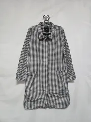 レノマ ブラック チェッカーボード ロング シャツ ワンピース レディース 90 0112