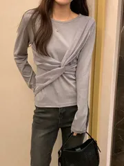 26ss) アテネT 春新商品 リボン バレエコア レイヤード メッシュ 長袖 インナーTシャツ