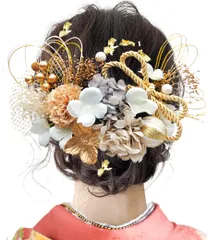 8色展開 成人式 髪飾り 水引 振袖 着物 卒業式 七五三 浴衣 袴 結婚式 ドライフラワー 造花飾り 和玉 ヘアアクセサリー かすみ草 和装 造花 手作り Y2700