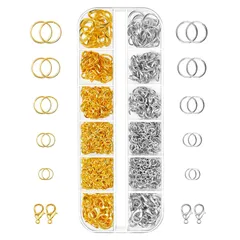 約1200PCS 2色（ゴールド＋シルバー）ステンレス マルカン 丸カン ジャンプリング4mm/5mm/6mm/8mm/10mm 丸カン ゴールド カニカン パーツ 丸環 手芸用品 手作り素材 アクセサリー パーツ
