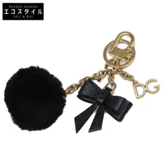 DOLCE&GABBANA ドルチェアンドガッバーナ DGロゴチャーム リボン エコファーポンポン