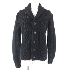 未使用品★RRL ダブルアールエル コットン100％ イカリボタン付 ショールカラー ケーブル編み カーディガン インディゴブラック 1 正規品 レディース