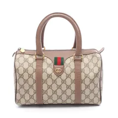 グッチ GUCCI トートバッグ オールドグッチ GGプラス シェリーライン 002 615 6838 ベージュ/ブラウン PVCコーティングキャンバス レザー オールドグッチ シェリーライン ミニボストン