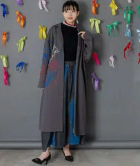 153762：サイン風コード叩き付け ツイル起毛×ボアロングコート