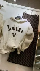 新品 ラテ 刺繍 フードTシャツ + ボーダー柄 スカート SET