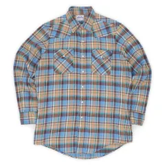 ダコタ DAKOTA 80s 90s 80-90年代 フランネル ウエスタンシャツ MADE IN USA アメリカ製 FIVE BROTHER ファイブブラザー ヴィンテージ 古着 メンズ シャツ ブルー系 チェック柄 L【中古】