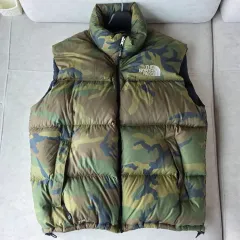 ほぼ新品 日本版 THE NORTH FACE ザノースフェイス 700 センターロゴ ダウンベスト カモフラージュ XL