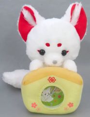 【中古】置き時計・掛け時計 わたあめ ぬいぐるみ時計 「ちょコンとキツネ」