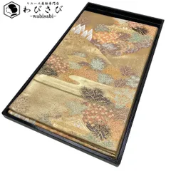 袋帯 本金二重箔 風景模様 寺院 金糸 金色 O-5174