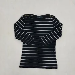 M ローレン ラルフローレン レディース ストライプ 長袖Tシャツ 1231J