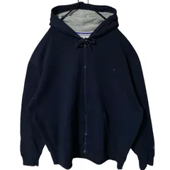 フルジップ チャンピオン パーカー 3XL オーバーサイズ ワンポイント ネイビー スウェット レディース ユニセックス メンズ 古着 長袖