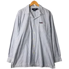 古着 90年代 ラルフローレン Ralph Lauren POLO SPORT ポロスポーツ オープンカラー 長袖 コットンストライプシャツ/eaa597716