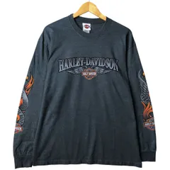 古着 00年代 ハーレーダビッドソン Harley-Davidson ファイヤーパターン ロングTシャツ ロンT USA製 メンズL相当/eaa596482