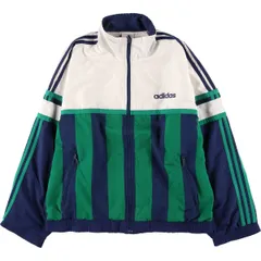 古着 訳あり特価 90~00年代 アディダス adidas ストライプ柄 バックロゴ ウインドブレーカー メンズM相当/eaa603940