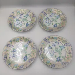 【TAKA62-61】◇ 陶磁器 MAEHATA マエハタ ｢美濃焼 庫山窯 刻印 花銀彩 和皿 ｣ 4皿 まとめてセット