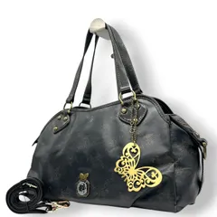アナスイ ANNA SUI 2WAY ハンドバッグ ショルダーバッグ ミニボストン レザー ブラック ブラウン 花柄 ローズ 薔薇 バタフライ 蝶 チャーム 肩掛け 斜め掛け可 クロスボディ ゴシック Y2K Vintage レディース 鞄 カバン U9