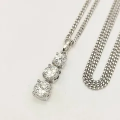 【美品】ZHEART	 ゼハート　3連ストーンネックレス　ジルコニア　SILVER　シルバー925