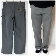 US企画 Carhartt カーハート ライトダック ペインターパンツ 実寸W34L29 FAT チャコールグレー B151 FAT DUNGAREE FIT ダック地 ワークパンツ ダンガリーフィット グッドフェード 超ゴールデンサイズ p25113396