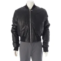 リックオウエンス 22AW FOG CROPPED BOMBER カウハイド 牛革 レザー クロップド ボンバー ジャケット アウター RR02B2797 ブラック 52【中古】のサムネイル