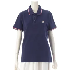 モンクレール POLO MANICA CORTA コットン ロゴ刺繡 ポロシャツ トップス ネイビー M【中古】