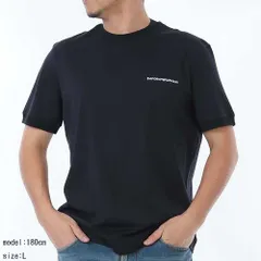 新品 EMPORIO ARMANI エンポリオアルマーニ 3D1TN3 1JOCZ 0966 メンズ Tシャツ 軽量ジャージー ロゴ刺繍＆リブトリム