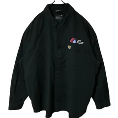 2XL ブラック 黒 ボタンダウン オーバーサイズ ワンポイント カーハート ワーク 刺繍 シャツ レディース ユニセックス メンズ 古着 長袖