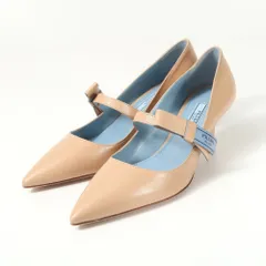 ■美品■PRADA プラダ パンプス サイズ35.5 リボン ポインテッドトゥ レザー 靴 ブランド古着【中古】20260112/RA7149
