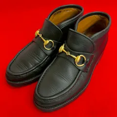 極 美品 GUCCI グッチ ホースビット 金具 レザー 本革 ショート ブーツ シューズ 靴 35 1/2 サイズ ブラック 52023