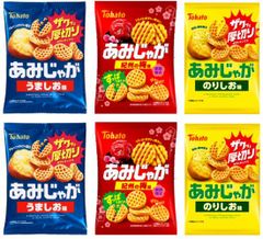 東ハト あみじゃが 3種アソート各2袋計6袋 （うましお味、のりしお味、紀州の梅味）