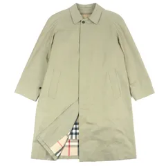 良品▼BURBERRY LONDON バーバリーロンドン 裏地ノバチェック柄 カシミヤ混ライナー付き 比翼仕立て ロゴ入りボタン ステンカラーコート カーキ 94-175-6(Lサイズ相当) 日本製 正規品 メンズ