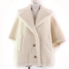 極美品☆Max Mara マックスマーラ 2023年製 24147311416 テディベア アルパカ バージンウール シルク混 ケープ ポンチョ コート アイボリー SM ガーメント付き イタリア製 正規品 レディース