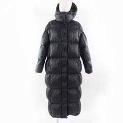 極美品☆MONCLER モンクレール PARNAIBA デカロゴワッペン付 ロゴ総柄 ロング丈 ダウンコート ブラック 2 ハンガー付き 正規品 レディース