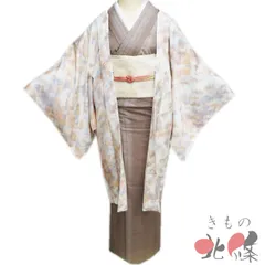 羽織 コート 着物 正絹  未使用  地模様 植物文様 象牙色 赤香色 鼠色 身丈98cm 裄66cm きもの北條 A1317-5