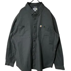 カーハート ワーク ボタンダウン 無地 シンプル 単色 グレー XL オーバーサイズ ストリート シャツ レディース ユニセックス メンズ 古着 長袖