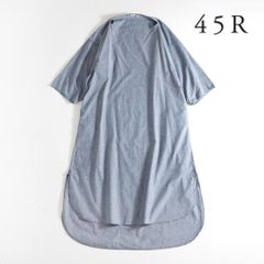 美品⭐︎45R ロングワンピース コットン ロゴ刺繍 藍染め インディゴ 0