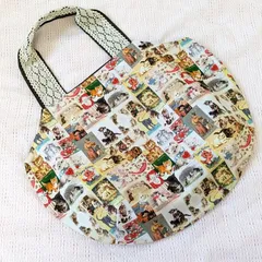 猫柄　ショルダーバッグ　ハンドメイド　丸型　レトロアニマル
