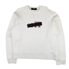 美品★DSQUARED2・ディースクエアード・メンズ ブランドICONロゴブラックテープデザイン プルオーバー 裏起毛 コットン スウェット (XS/オーバーサイズ仕立て) ブランド メンズスウェット トップス 冬物 カジュアル オシャレ トレーナー
