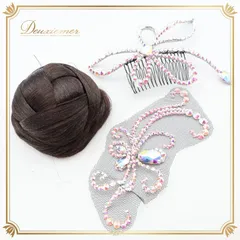 社交ダンス 小物 まとめ売り セット シニヨン ヘアオーナメント ヘアアクセサリー コーム デモ 競技 パーティ 発表会 ピンク つけ毛 つけ髪 ブラック系 ブラウン系 ピンク系 ヘアスタイル 競技用 つけ髪セット ボリュームアップ クリスタル装飾