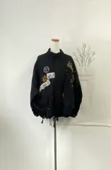 ヴィンテージ スタイル ブラック ジャケット パッチ 装飾