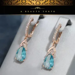 新品◆輝き保証 スワロフスキー 揺れる 下付き アクアマリン フープ ピアス ゴールド◆保証書 ジュエリーポーチ レディース アレルギー対応