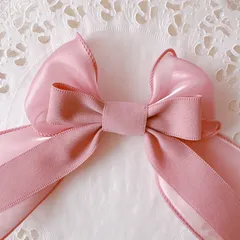 ❤️358オーガンジーベロアリボンヘアクリップピン❤️ピンク