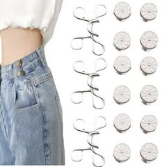 [YFFSFDC] ウエスト調整ボタン27mm3セット ジーンズ 調整 リベット付き 縫い目ない ウエストバックル ゆるゆるのジーンズ/ズボン/スカート/Tシャツ/パーカーなどを調節する取り外し可能ボタン 調節可能 交換用 (ホワイト1)