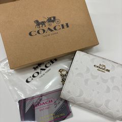 コーチパスキアコラボホワイト白.二つ折り財布スナップウォレット新品
