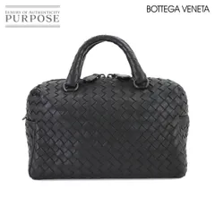 新品同様 ボッテガ ヴェネタ BOTTEGA VENETA イントレチャート ミニ ボストン バッグ レザー ブラック 428051 Mini Boston Bag 90304505