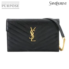 新品同様 サンローラン SAINT LAURENT カサンドラ エンベロープ チェーン ウォレット 長財布 レザー ブラック 742920 90306164のサムネイル