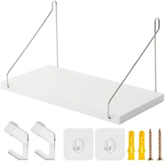 【インテリアコーディネーターが推薦】 壁を傷つけない ウォールシェルフ 壁掛け棚 飾り棚 [MeeBeeZ] (3.ホワイト 40)