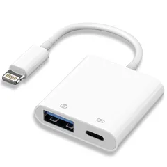 Uディスク/マウス/キーボード対応 設定/操作不要 急速充電 データ/写真/ビデオ/音声ファイル転送 双方向 高速伝送 変換 iPhone/iPadに適用 ライトニング usb usb カメラアダプタ 2in1 変換アダプタ MFi正規認証品】iphone T