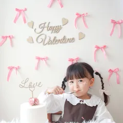 ハッピーバレンタイン　レターバナー　木製　バレンタイン　バレンタインバナー　ハート　月齢フォト　マンスリーフォト